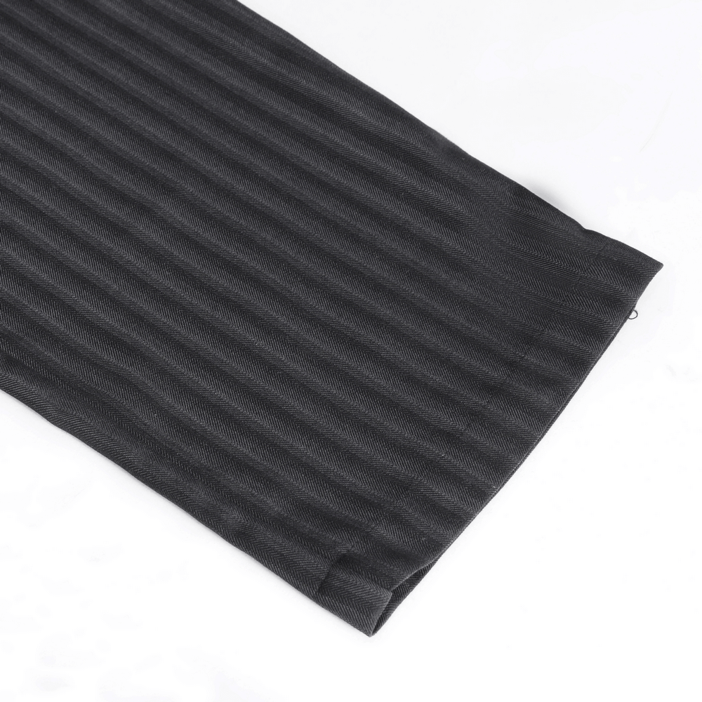 Black High-Waisted Lace-Up Side Striped Trousers