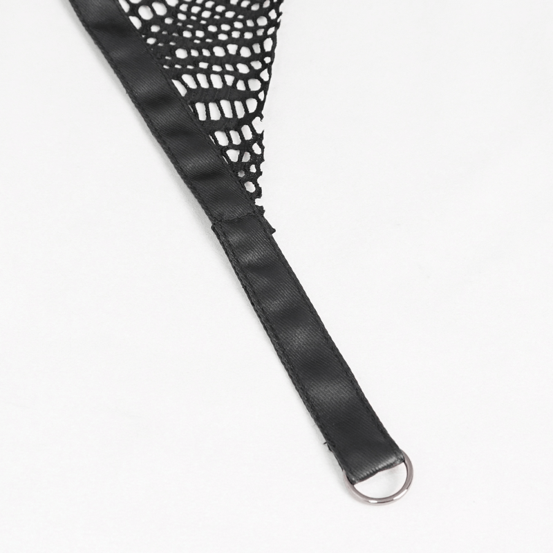 Black Irregular Metal Chain Decorated Skirt for Ladies / Gothic Women's Front Zipper Closure Skirts