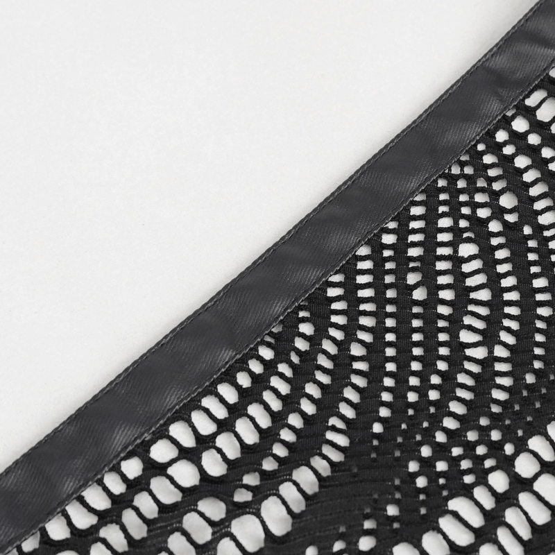 Black Irregular Metal Chain Decorated Skirt for Ladies / Gothic Women's Front Zipper Closure Skirts