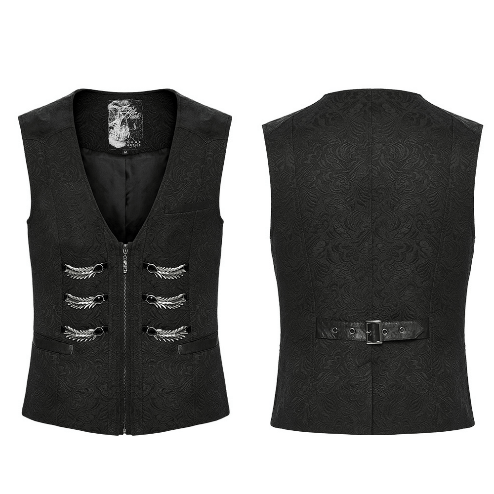 Black Jacquard Dragon Scale Gothic Waistcoat for Men