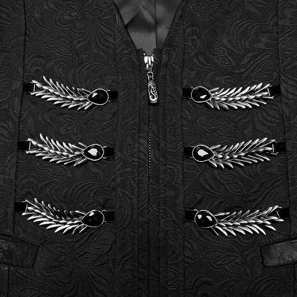 Black Jacquard Dragon Scale Gothic Waistcoat for Men