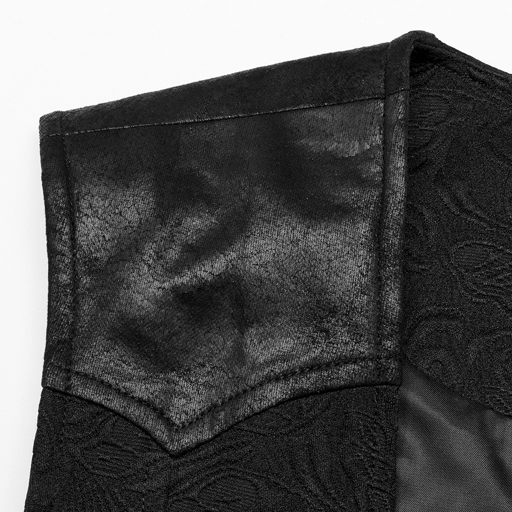 Black Jacquard Dragon Scale Gothic Waistcoat for Men