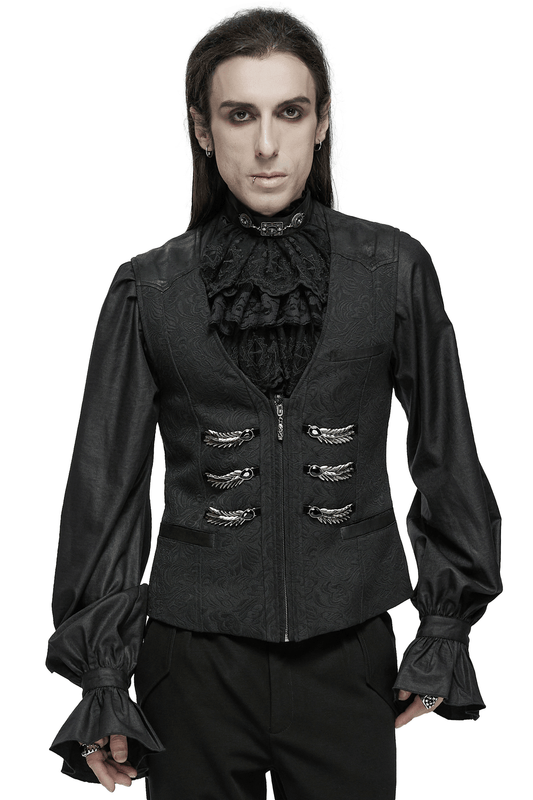 Black Jacquard Dragon Scale Gothic Waistcoat for Men