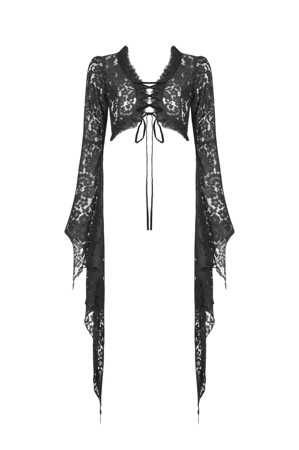 Black Lace Bolero Shrug Top with Bell Sleeves