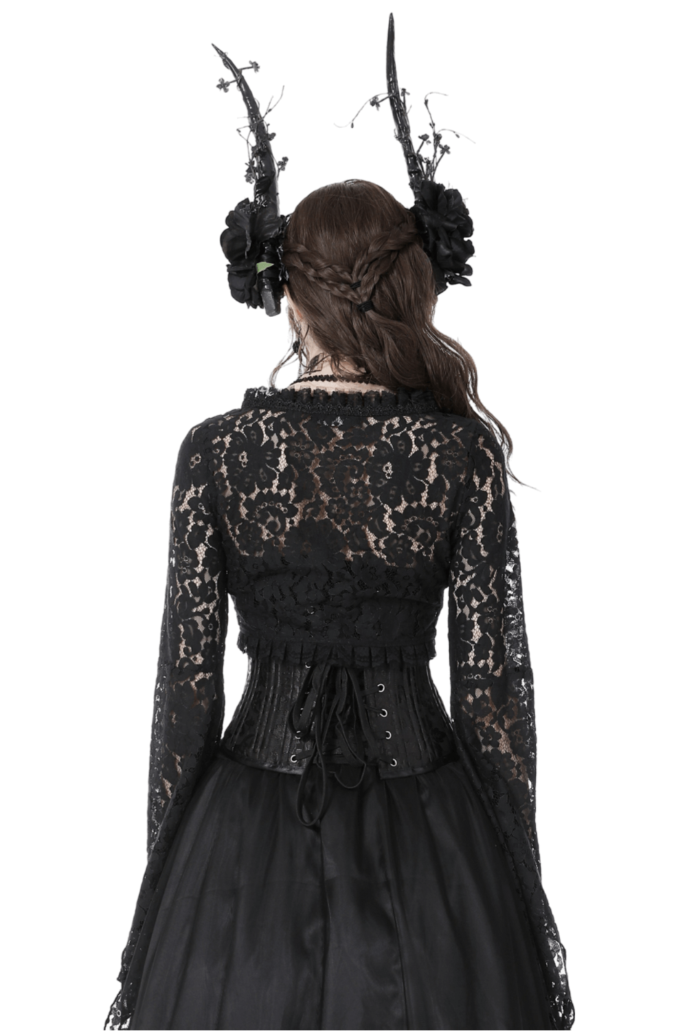 Black Lace Bolero Shrug Top with Bell Sleeves