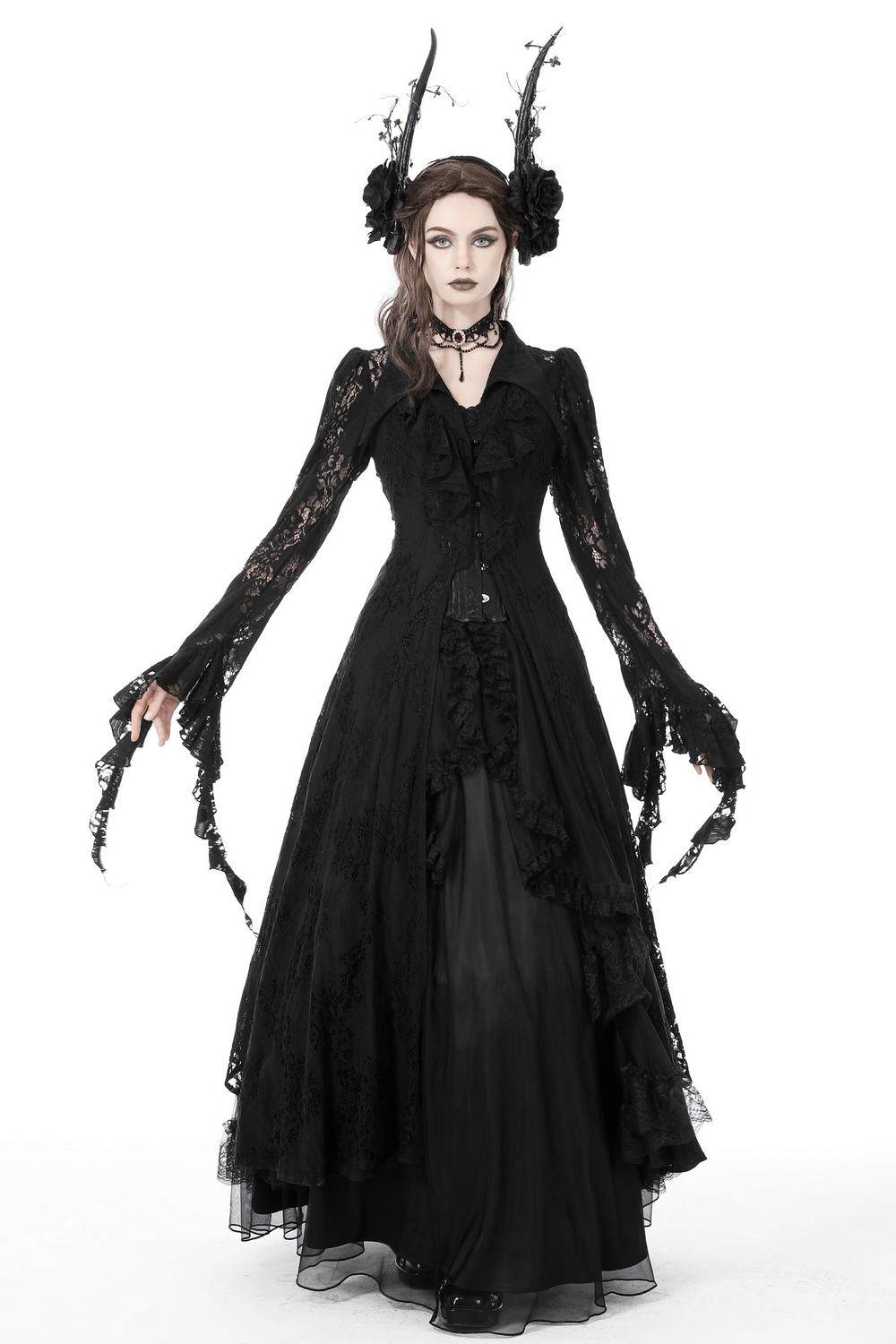 Black Lace Cape with Daring Cutouts - Gothic Romance