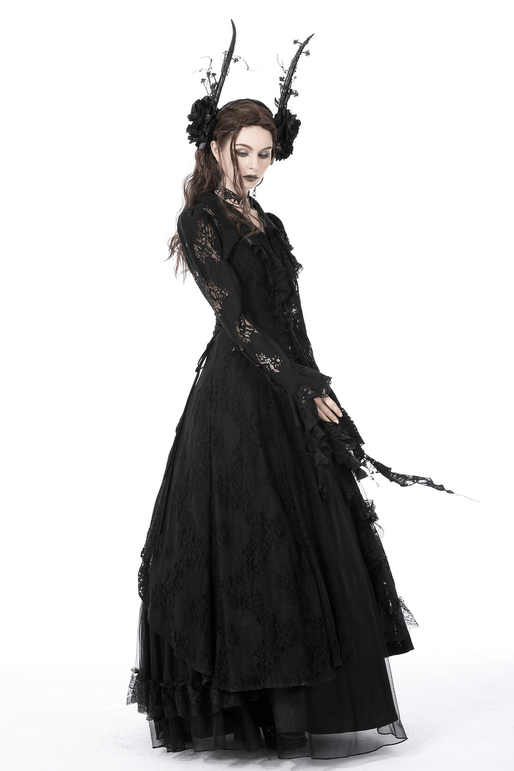 Black Lace Cape with Daring Cutouts - Gothic Romance