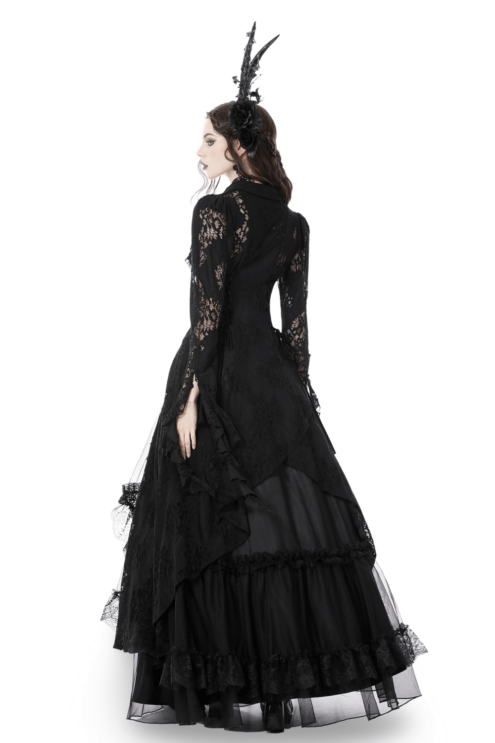 Black Lace Cape with Daring Cutouts - Gothic Romance