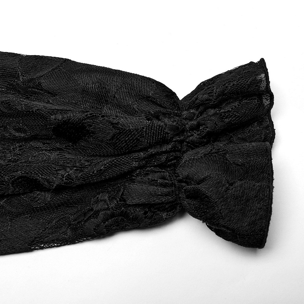 Black Lace Embroidered Gothic Shirt with Ruffled Collar