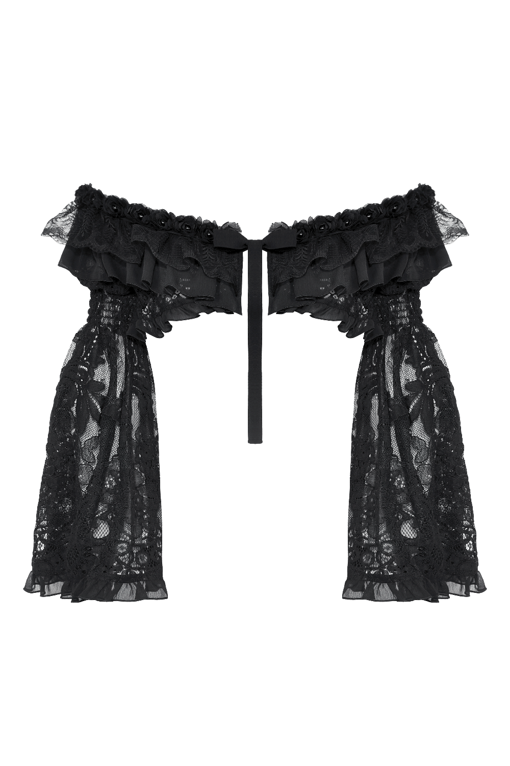 Black Lace Gothic Off-Shoulder Cape with Flared Sleeves