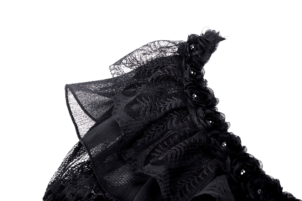 Black Lace Gothic Off-Shoulder Cape with Flared Sleeves