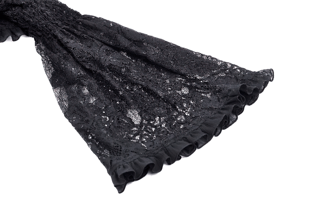 Black Lace Gothic Off-Shoulder Cape with Flared Sleeves