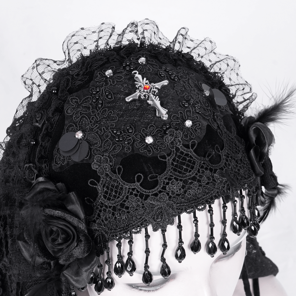 Black Lace Long Veil - Gothic Lolita Accessory