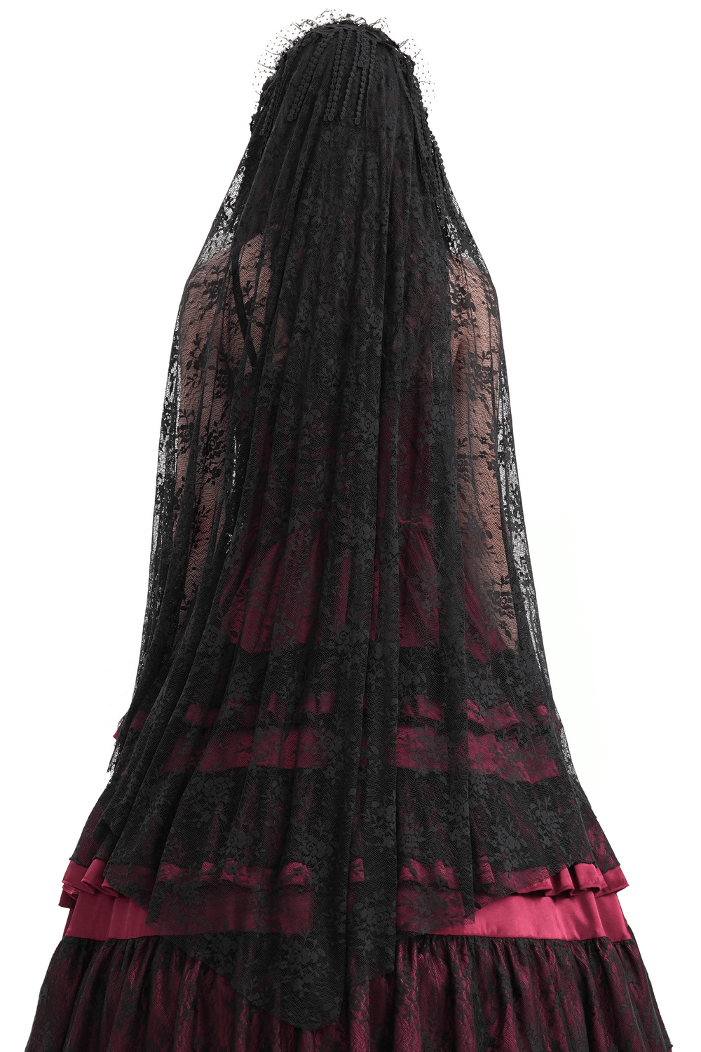 Black Lace Long Veil - Gothic Lolita Accessory
