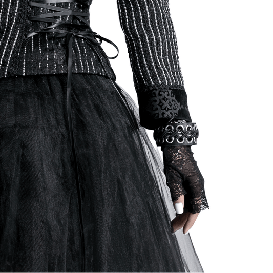 Black Lace Victorian-Inspired Fashion Gloves