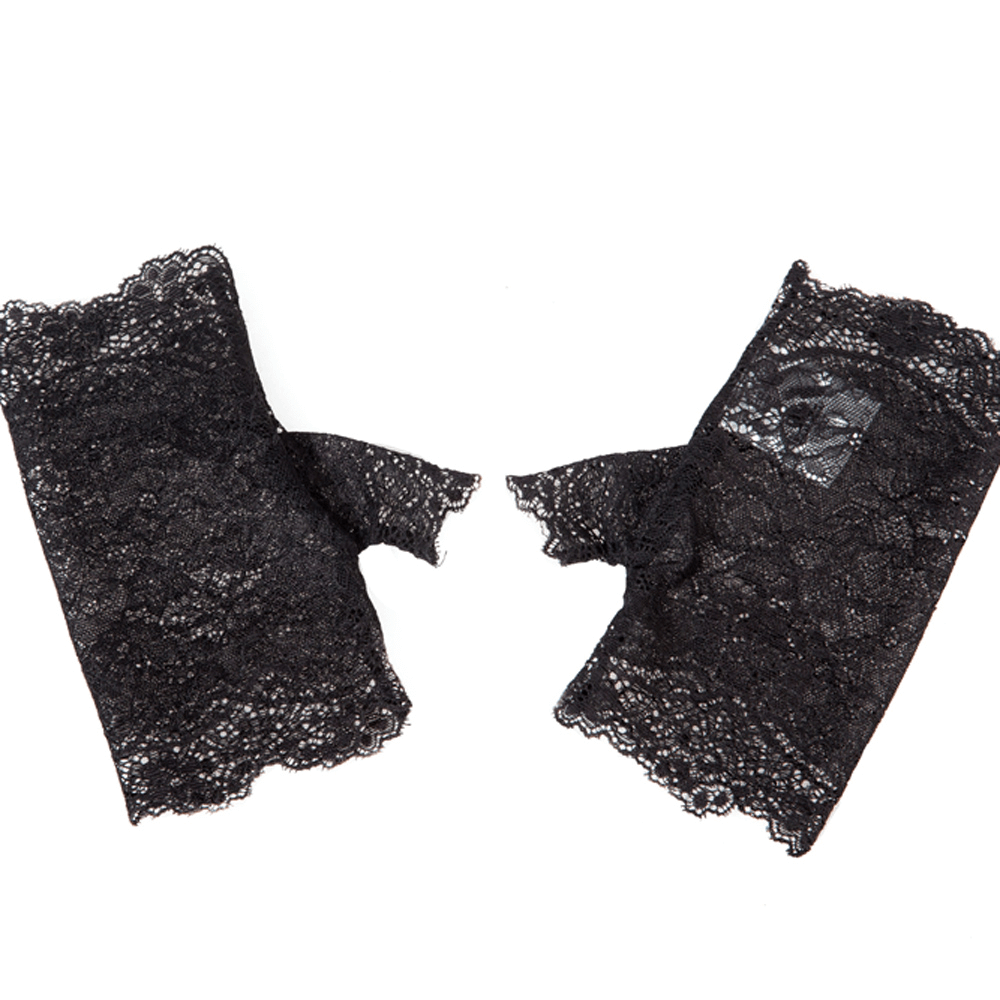 Black Lace Victorian-Inspired Fashion Gloves