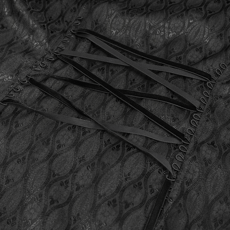 Black Ladies Flared Sleeves Beaded Long Coat / Gothic Retro Long Tail Coat For Women