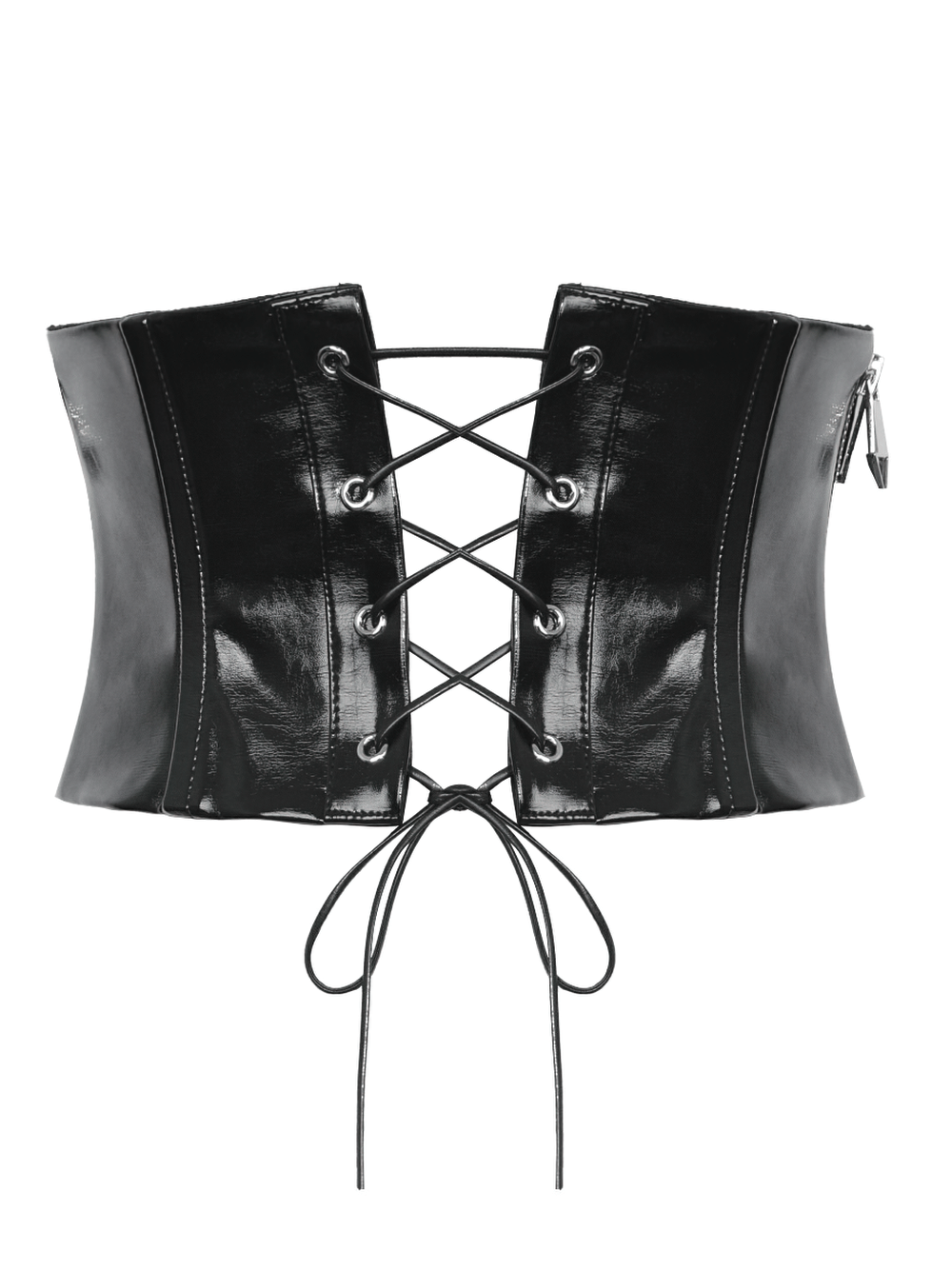 Black Leather Corset Belt with Buckles and Rivets