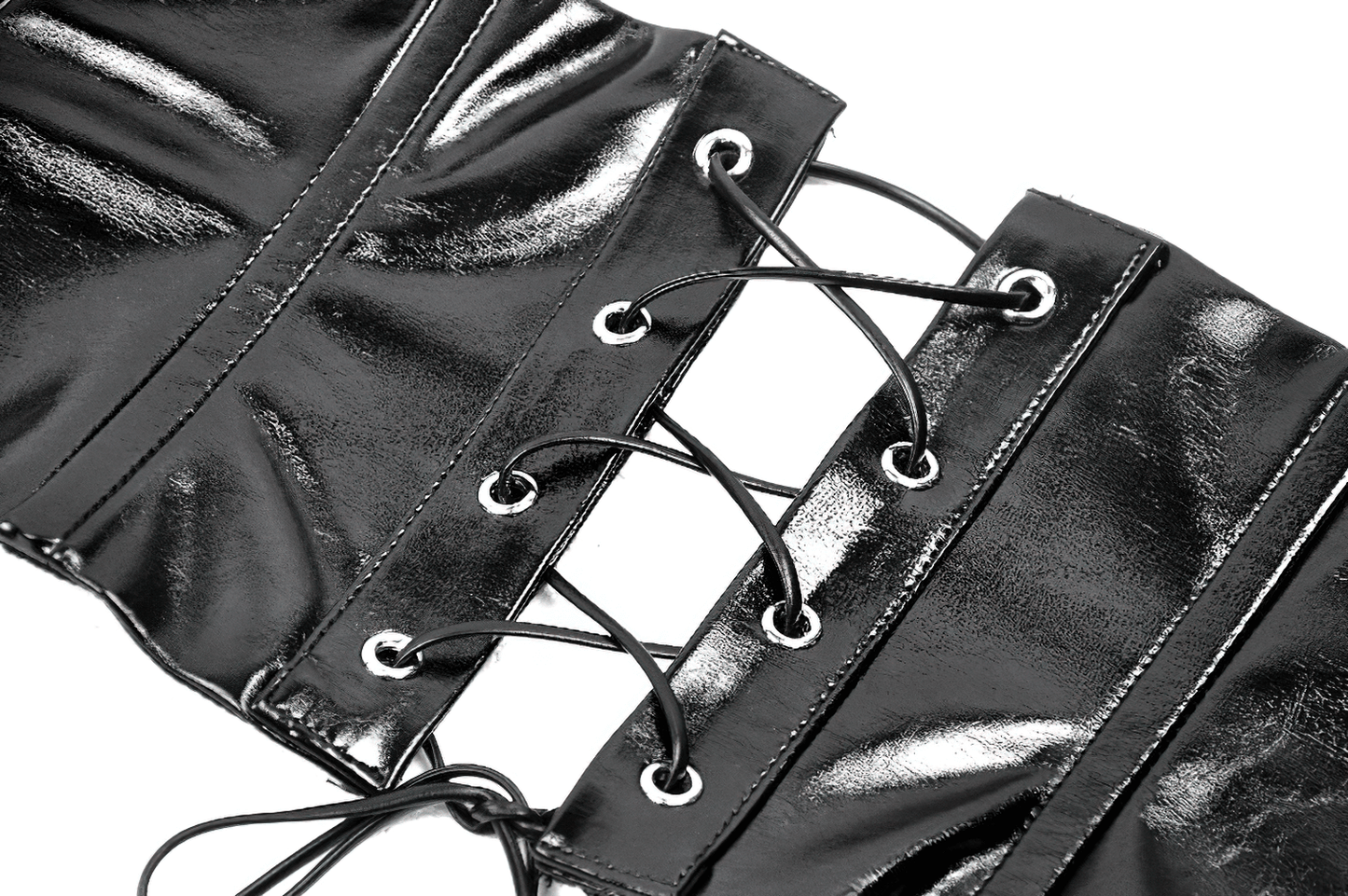 Black Leather Corset Belt with Buckles and Rivets