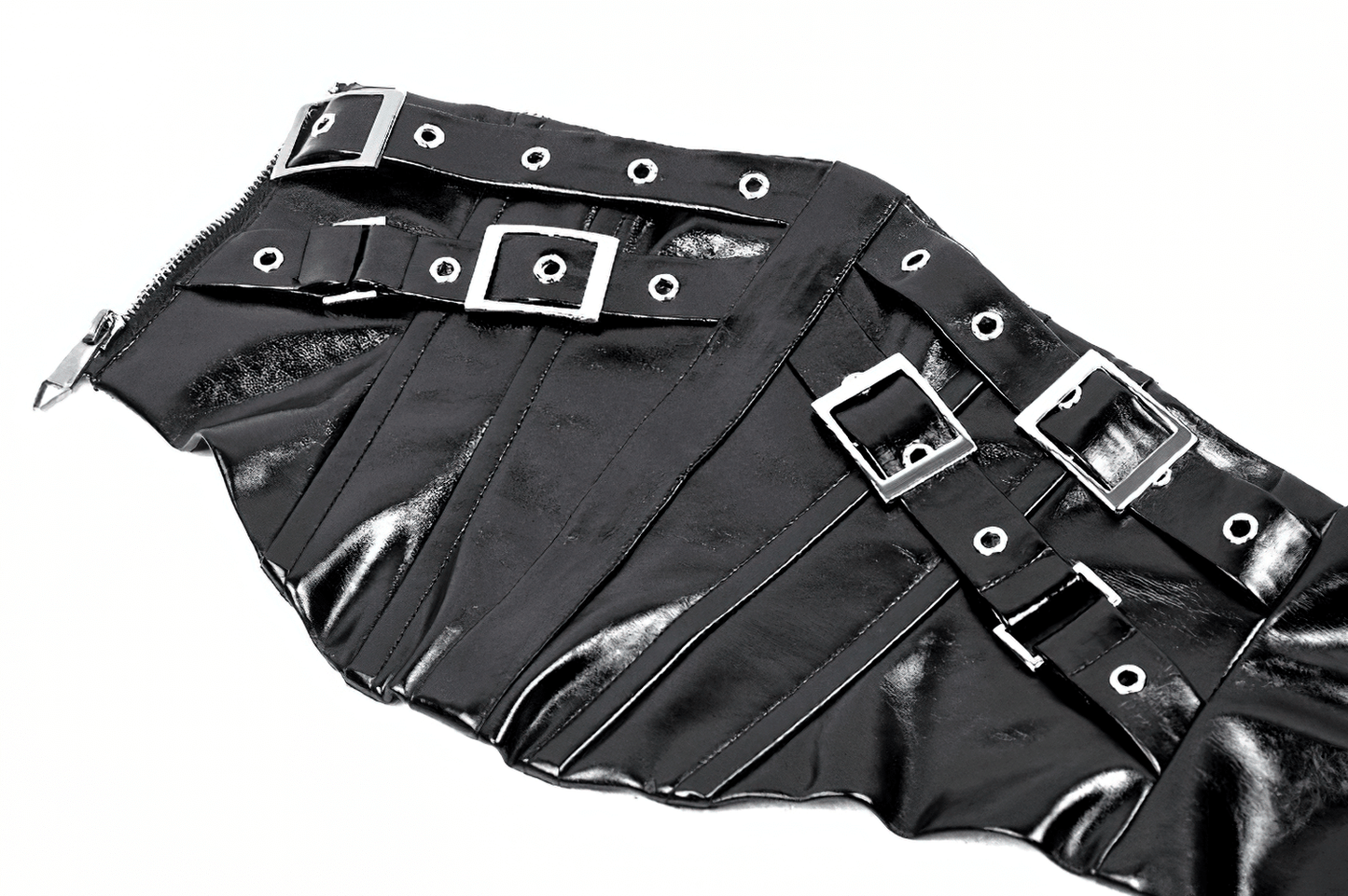 Black Leather Corset Belt with Buckles and Rivets