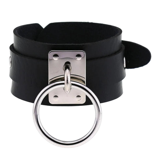 Black Leather Wristband / Bracelet for Women and Men / Rock Style Jewelry