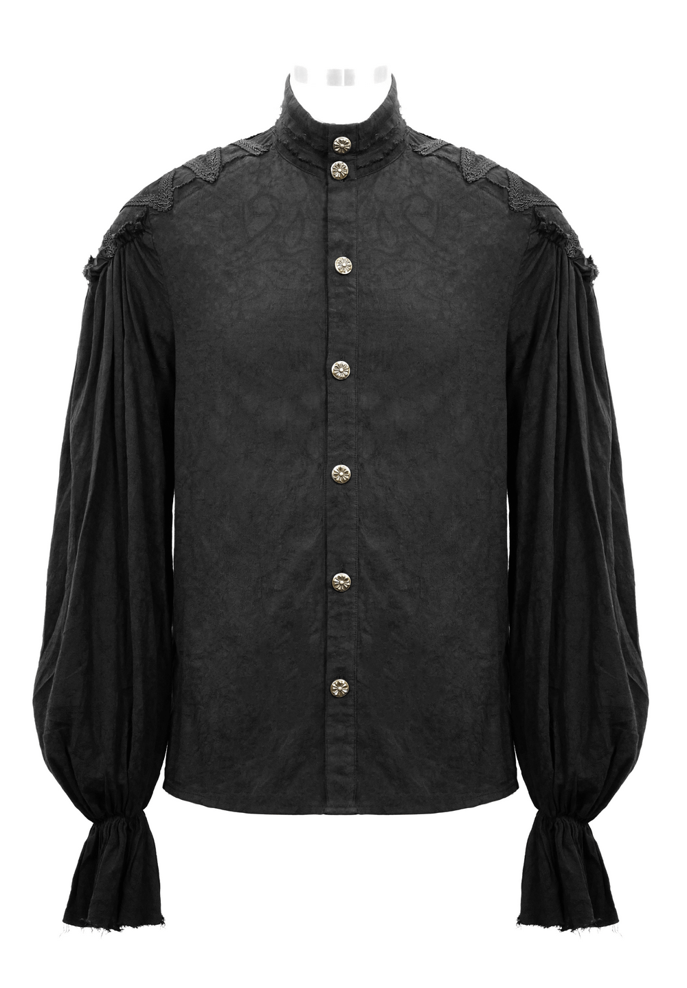 Black Long Sleeves Shirt with Buttons in Front / Gothic Style Shirt with Flared Cuffs