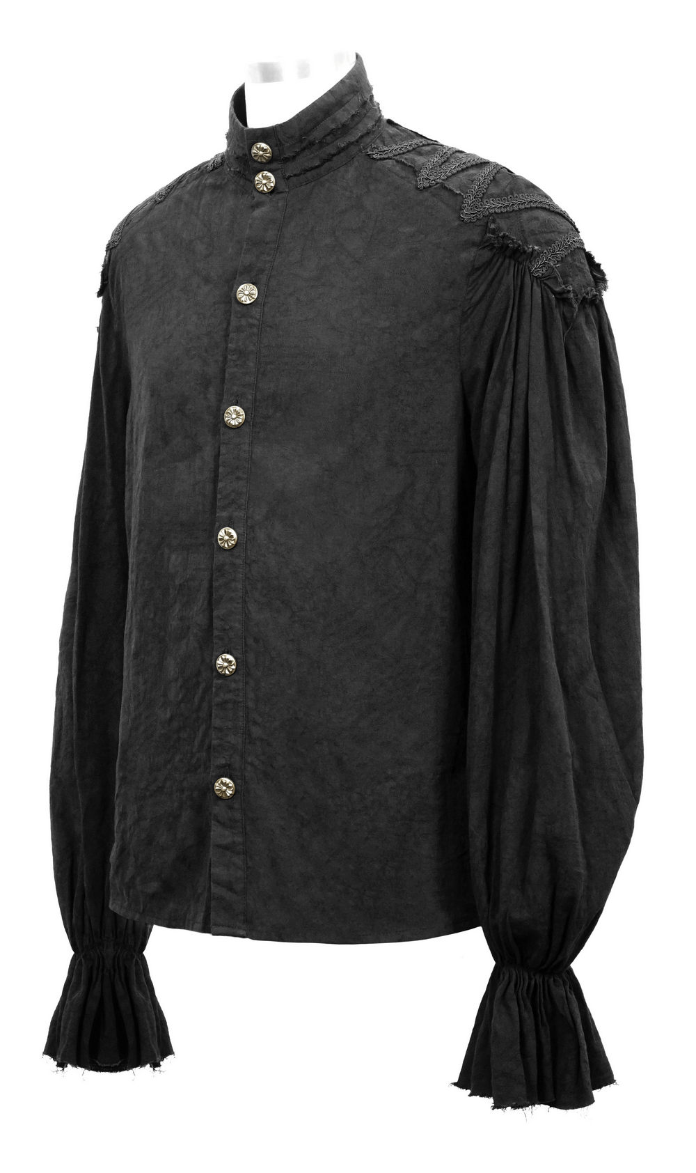Black Long Sleeves Shirt with Buttons in Front / Gothic Style Shirt with Flared Cuffs