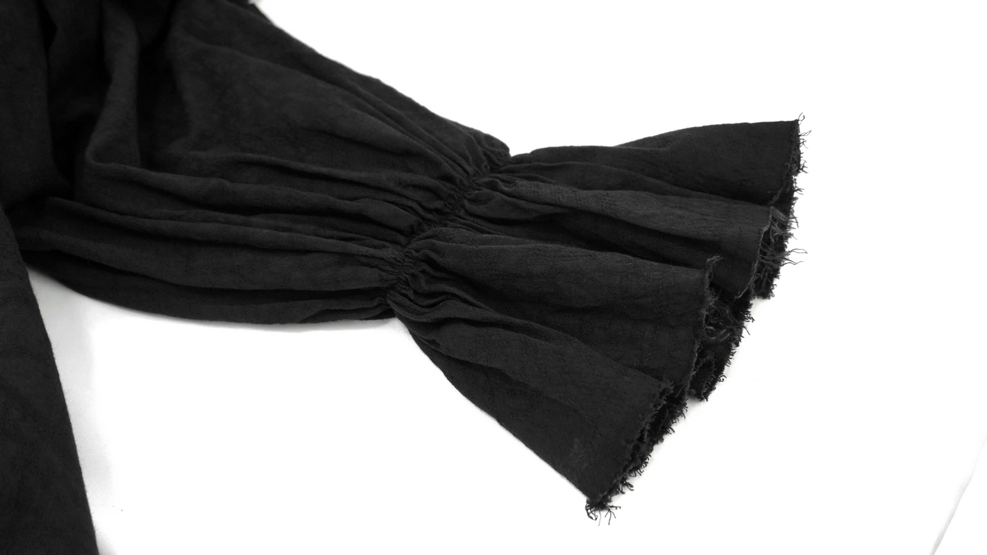 Black Long Sleeves Shirt with Buttons in Front / Gothic Style Shirt with Flared Cuffs