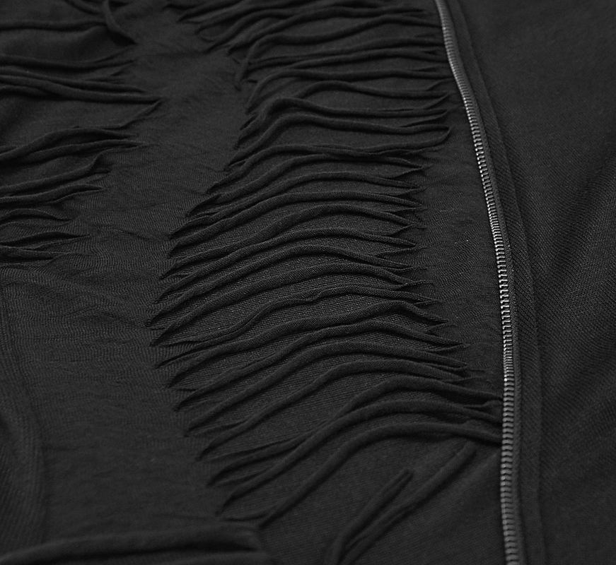 Black Men's Punk Gothic Fitted Soft Sweatshirt / Asymmetrical Top