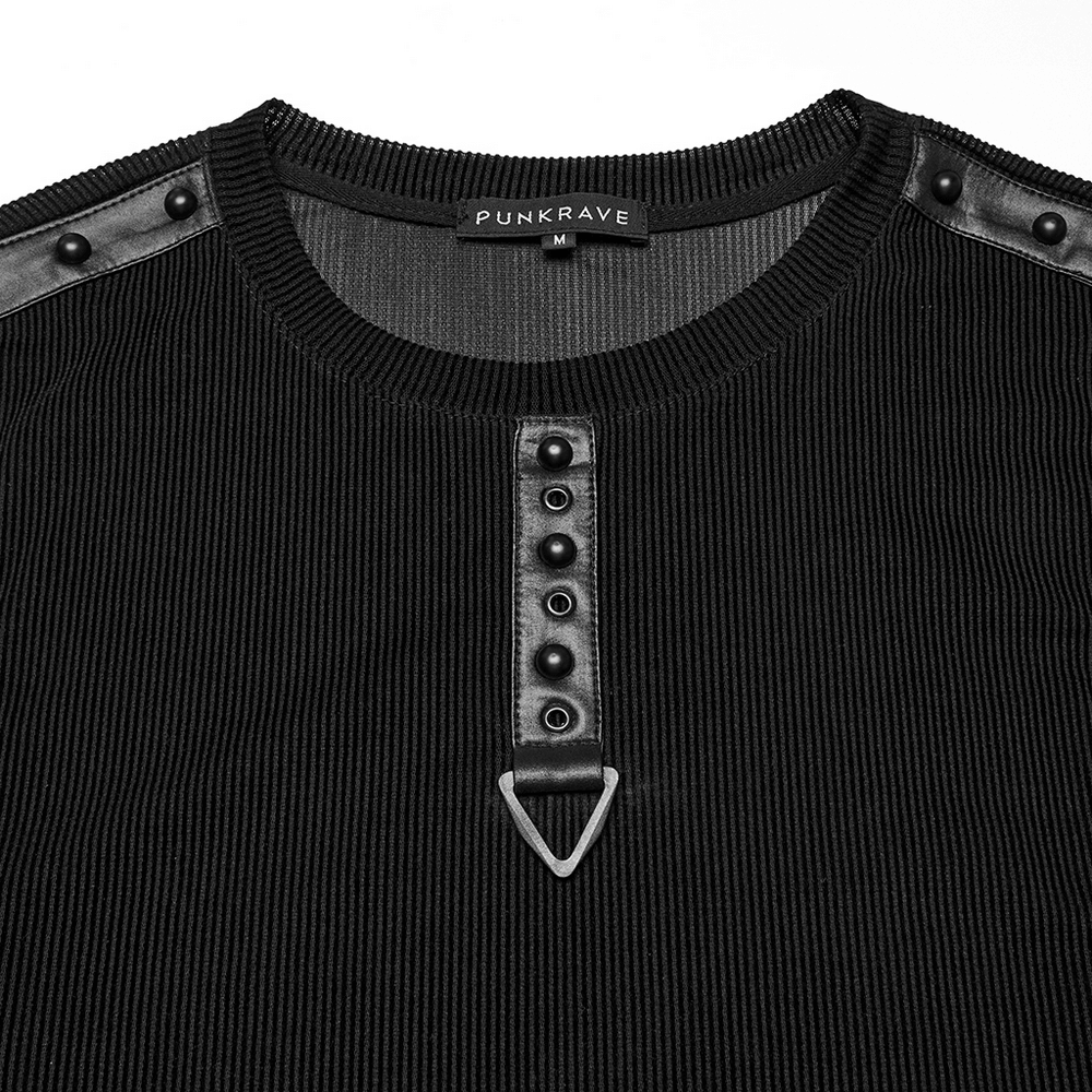 Black Mesh Cyberpunk Tank Top with Buckle Detail