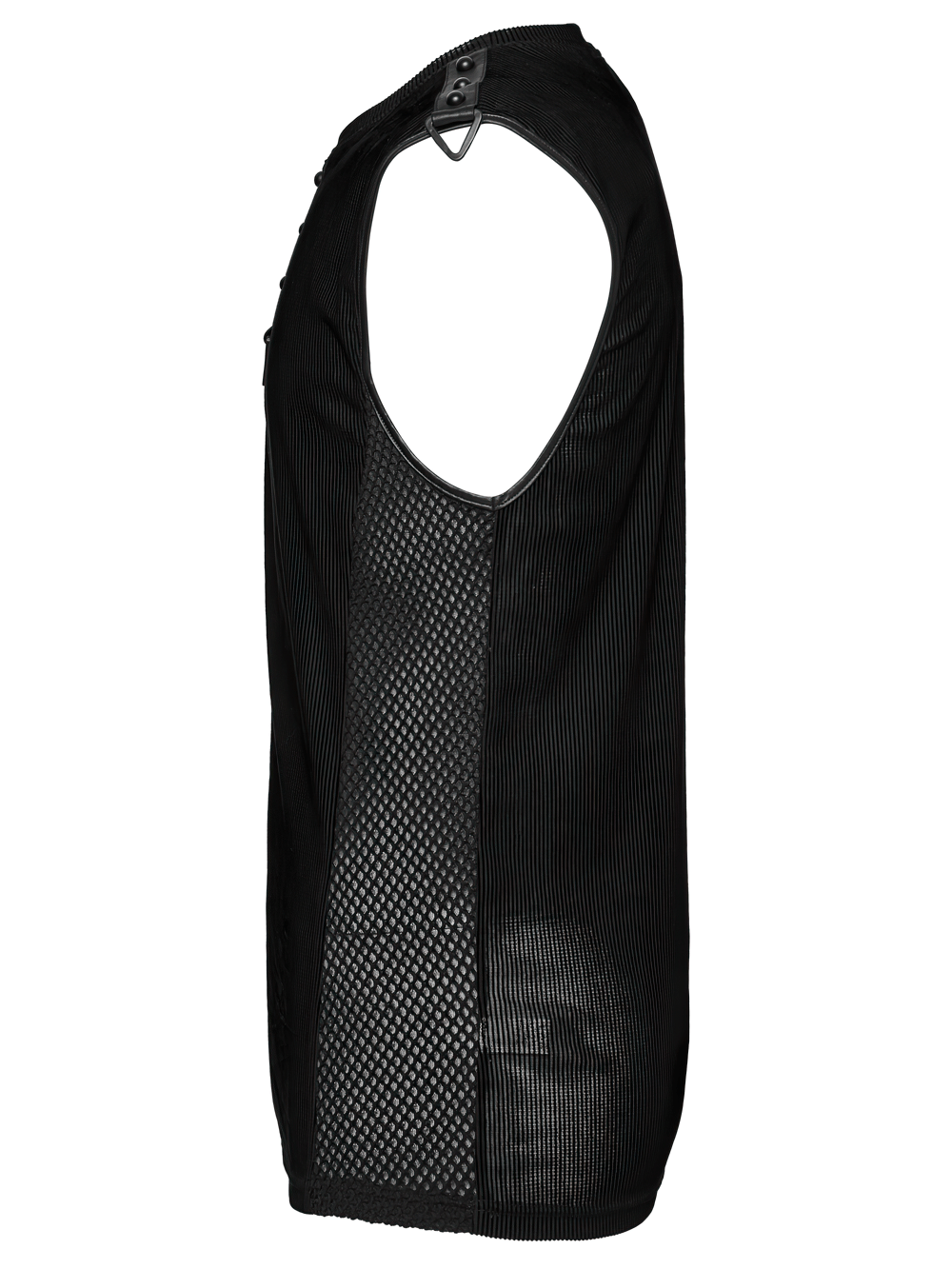 Black Mesh Cyberpunk Tank Top with Buckle Detail