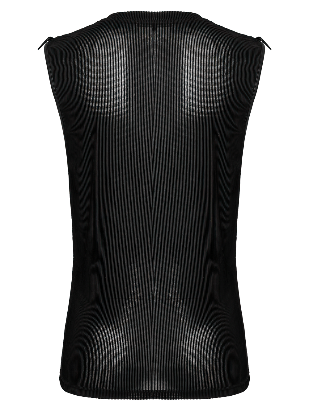 Black Mesh Cyberpunk Tank Top with Buckle Detail