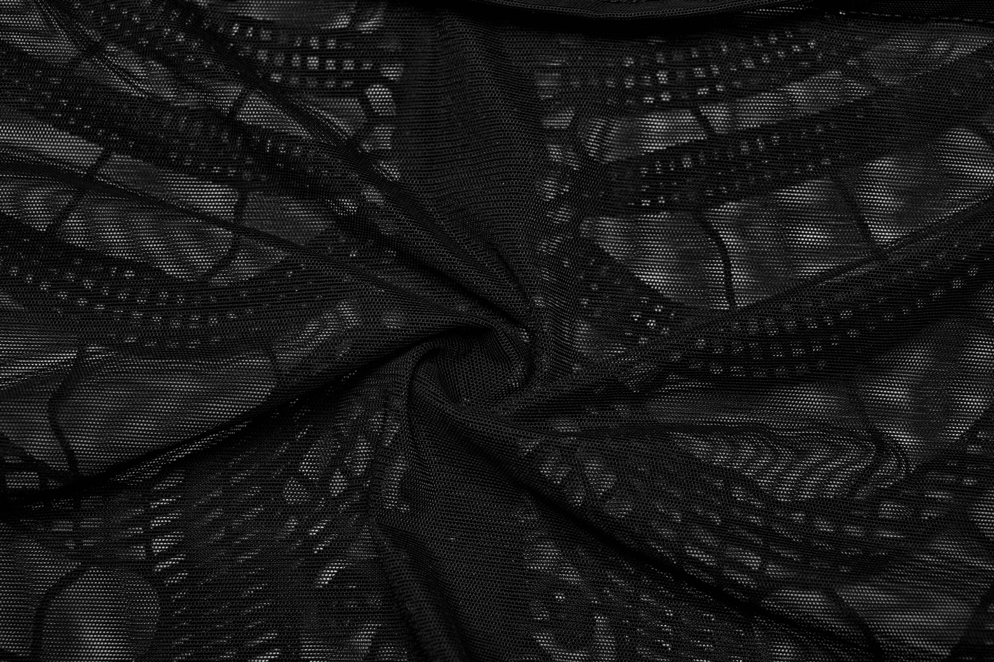 Black Mesh Halter Top with Embroidered Gothic Skeleton