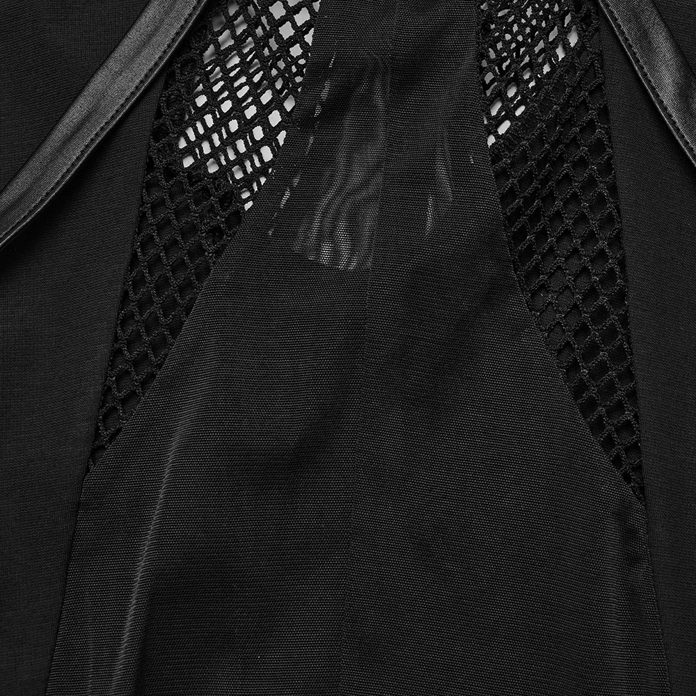 Black Mesh Inlay Gothic Style Skinny Pants-Leggings