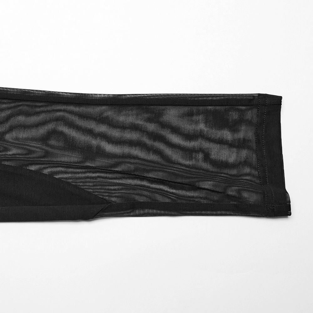 Black Mesh Inlay Gothic Style Skinny Pants-Leggings