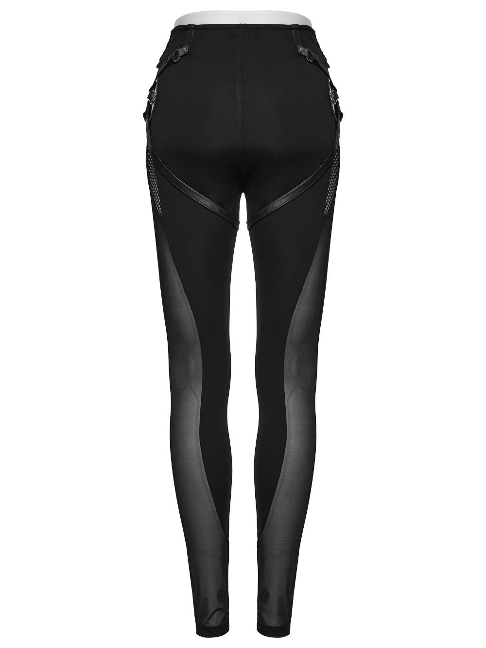 Black Mesh Inlay Gothic Style Skinny Pants-Leggings