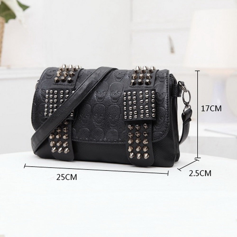 Black Messenger Bags with Skulls & Rivets / Alternative women's accessory