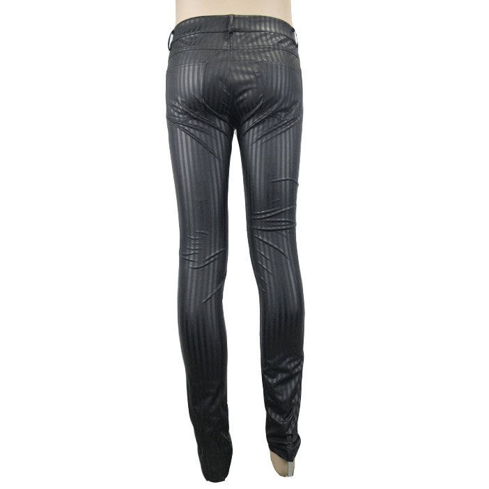Black Pants with Vertical Stripes for Men / Fitted Trousers with Pockets