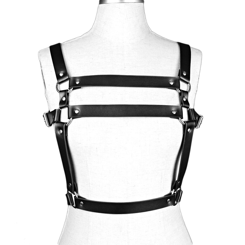 Black PU Leather Body Harness / Punk Goth Belt BDSM Style Accessories