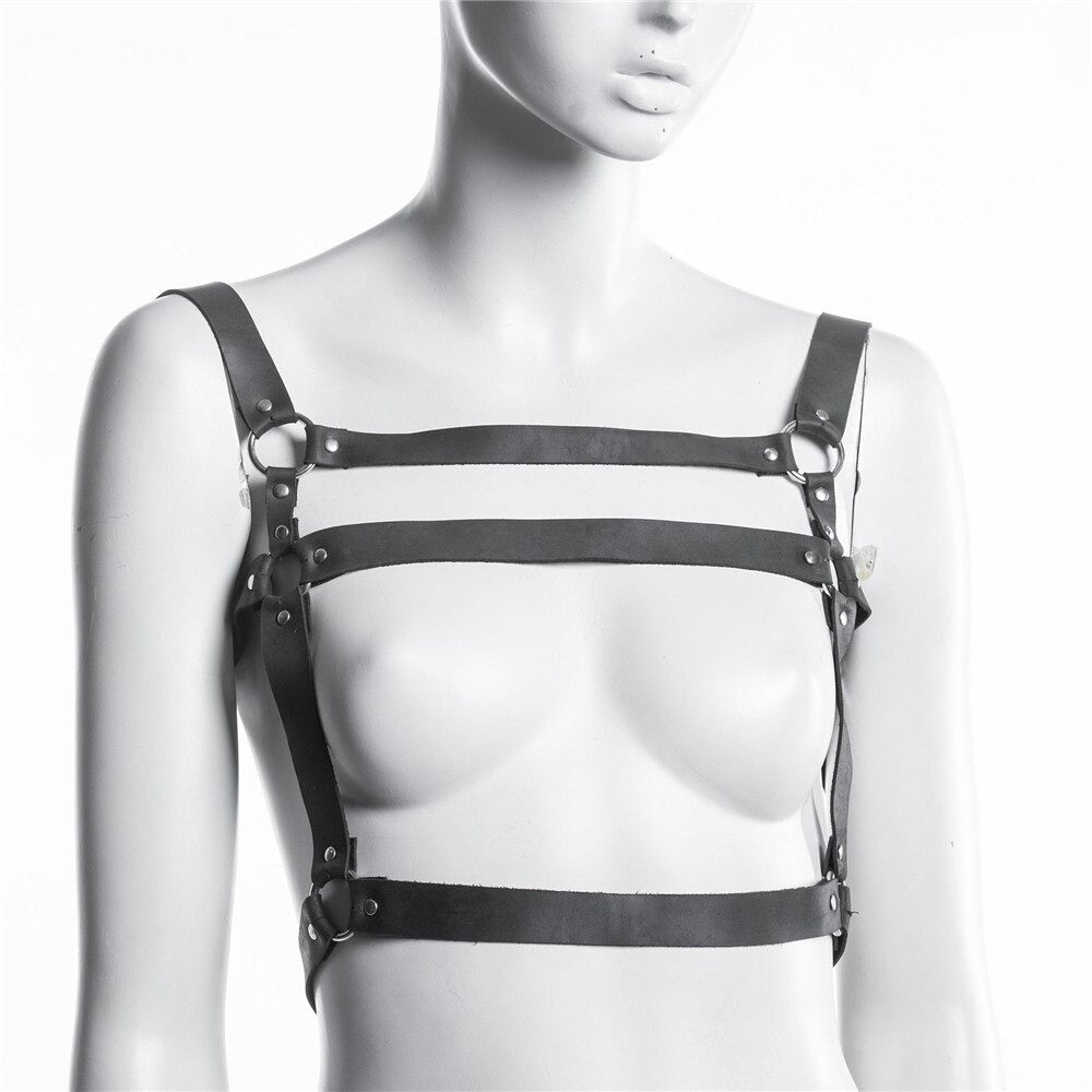 Black PU Leather Body Harness / Punk Goth Belt BDSM Style Accessories