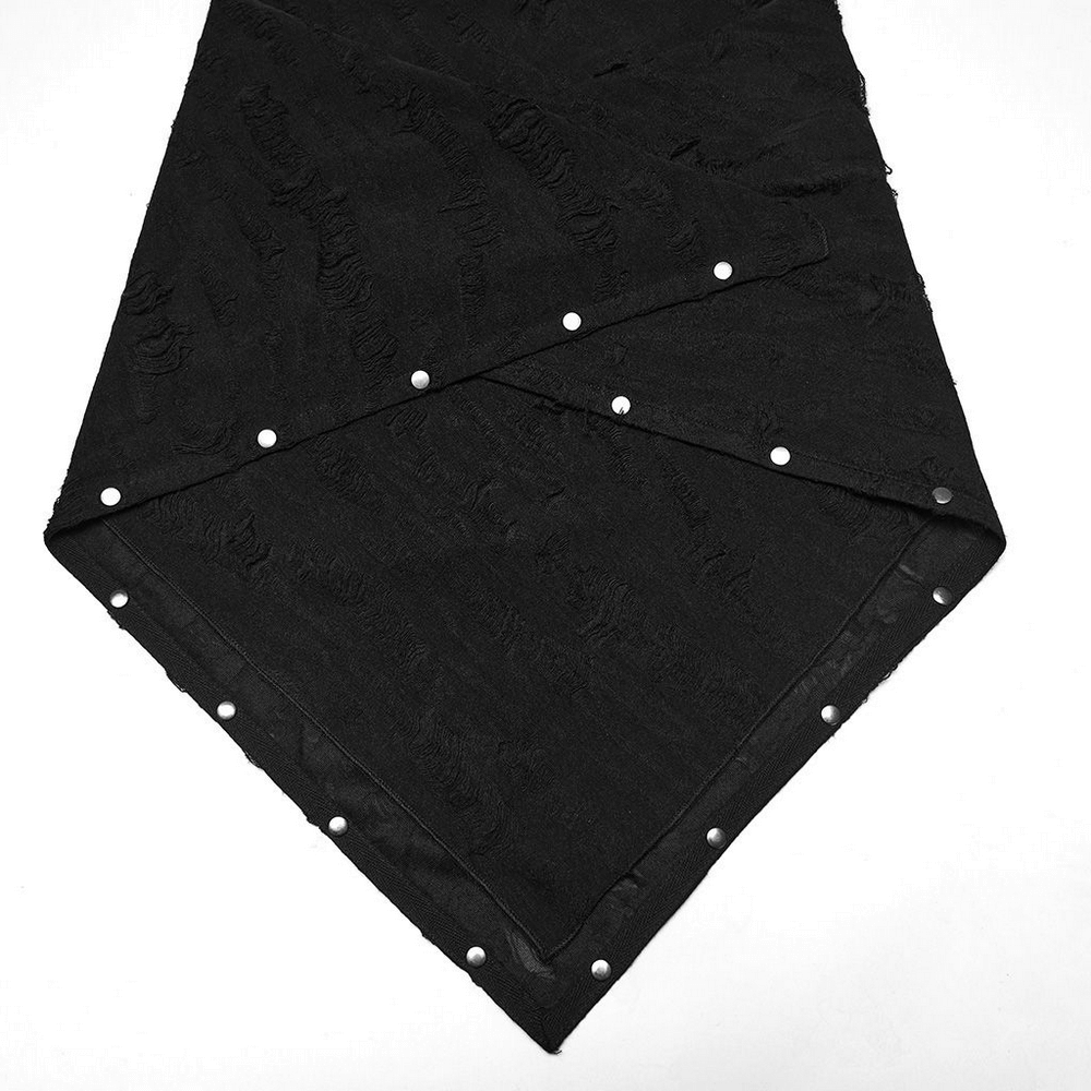 Black Punk Bandana with Studs and Tattered Knitted Fabric