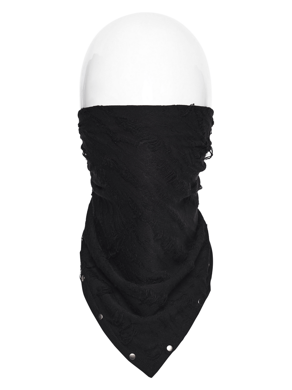 Black Punk Bandana with Studs and Tattered Knitted Fabric