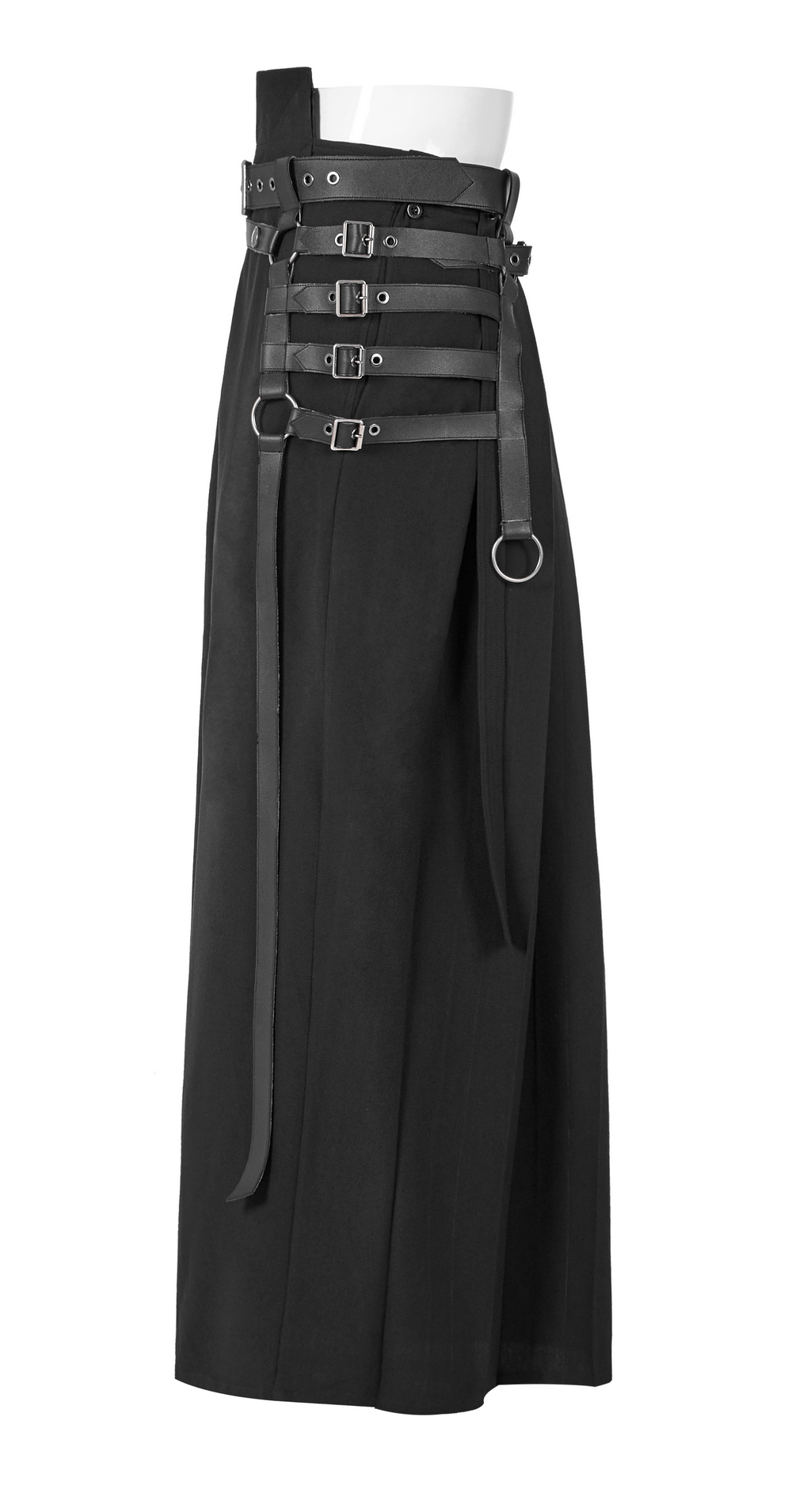 Black Punk Kimono Wide Leg Pants with Buckles