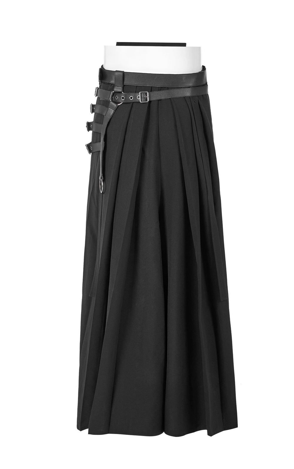 Black Punk Kimono Wide Leg Pants with Buckles