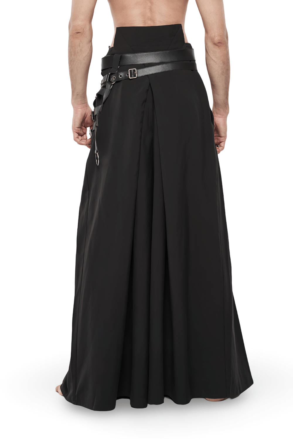Black Punk Kimono Wide Leg Pants with Buckles