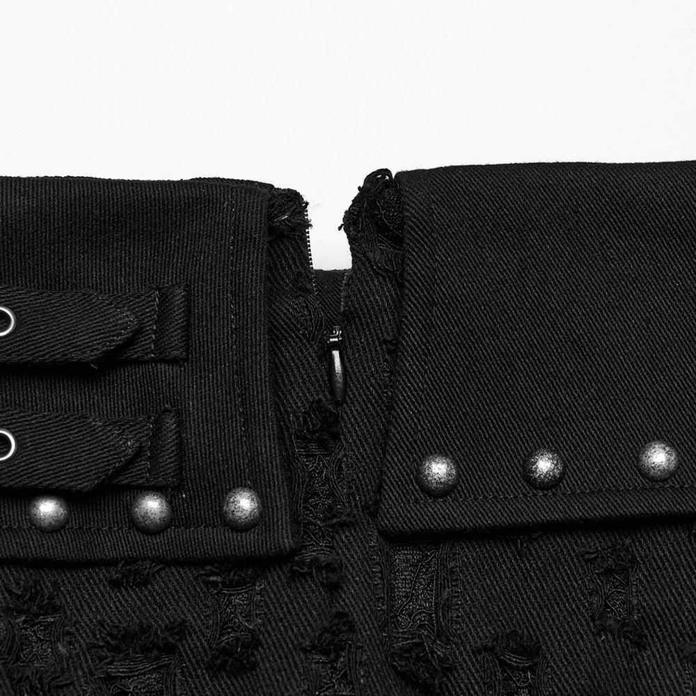 Black Punk Mini Skirt with Studs and Safety Pins