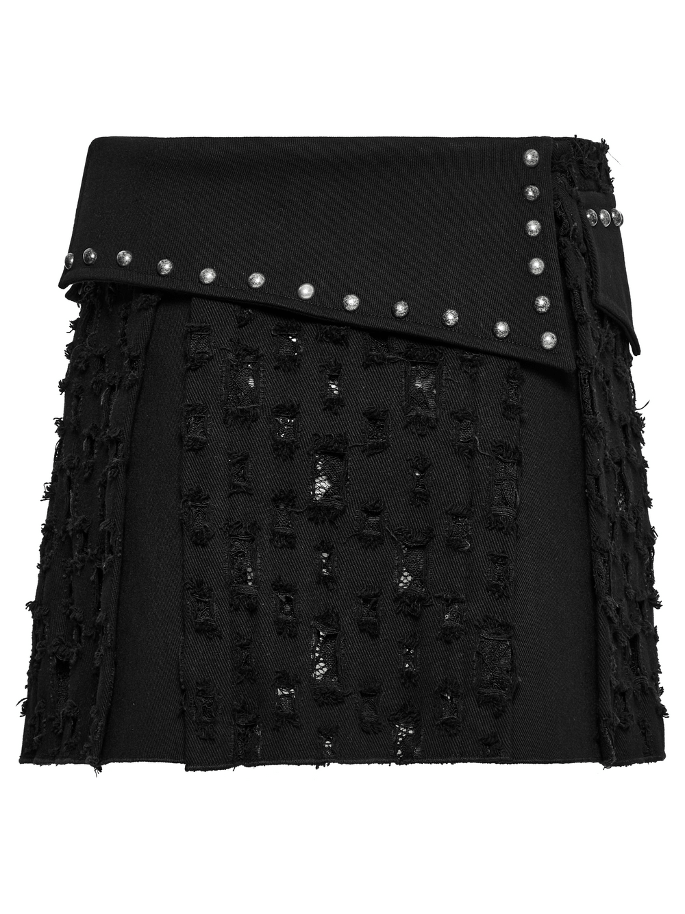 Black Punk Mini Skirt with Studs and Safety Pins