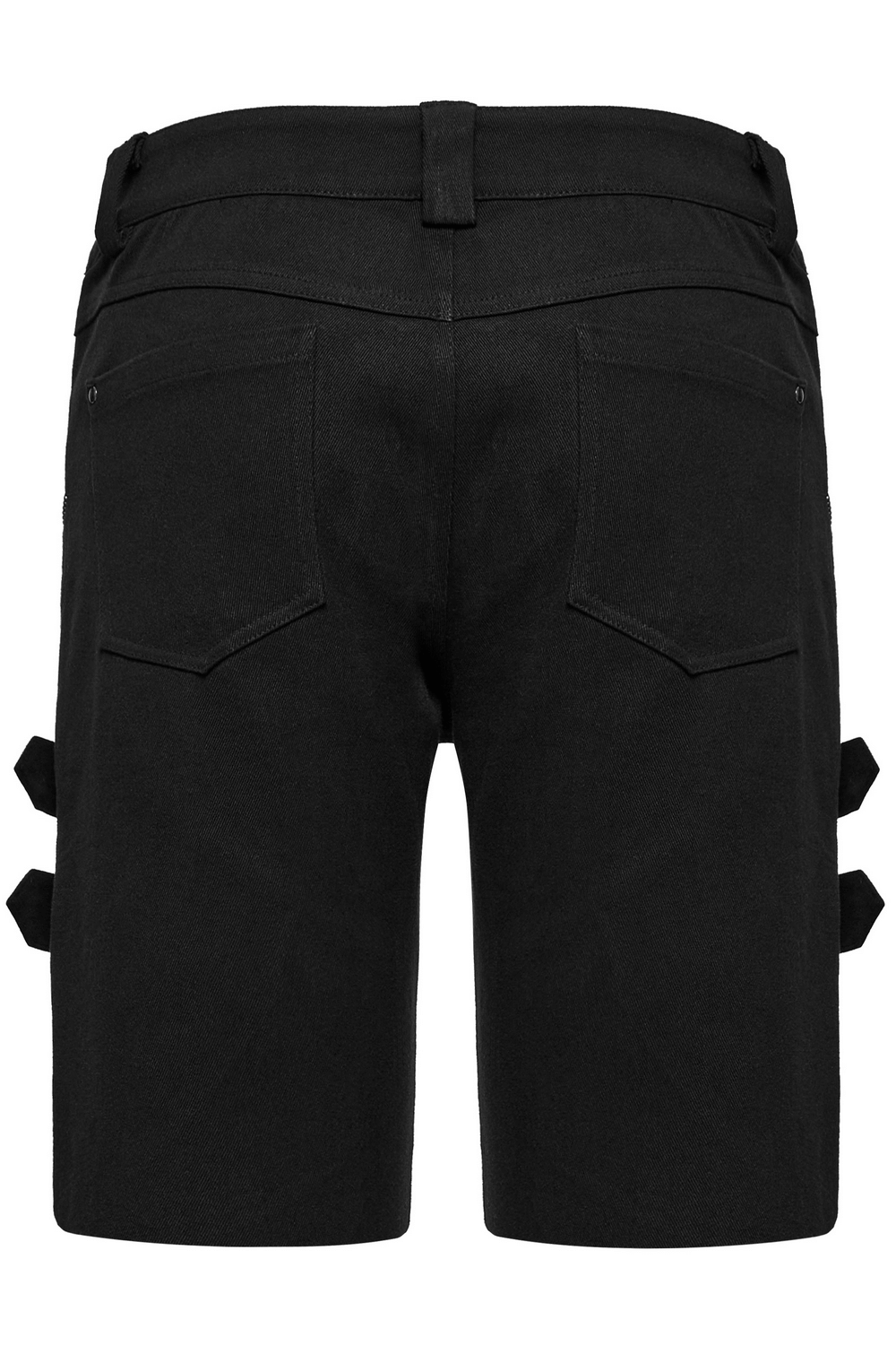 Black Punk Shorts with Armor Details and Skull Rivets