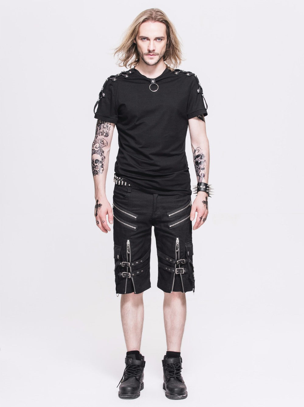 Black Rock Style Shorts / Men's Alternative Fashion Gothic Outfits