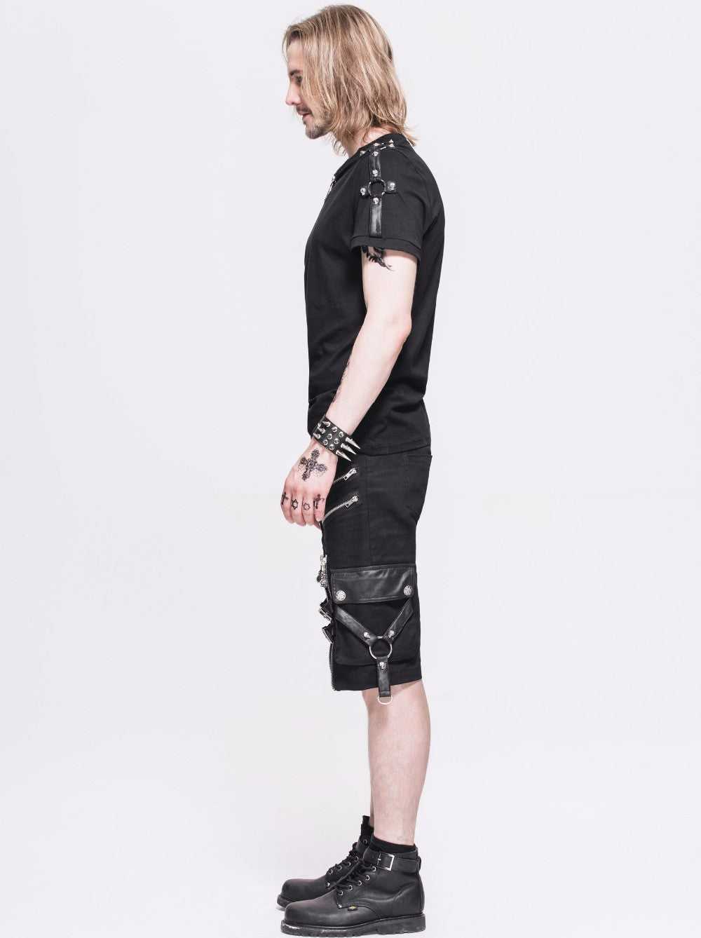 Black Rock Style Shorts / Men's Alternative Fashion Gothic Outfits